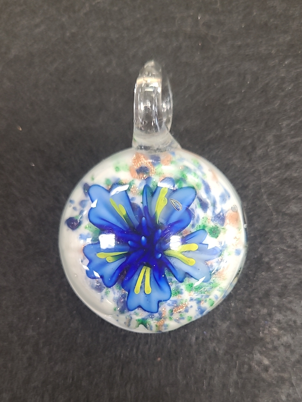 Blue Glass Flower Pendant